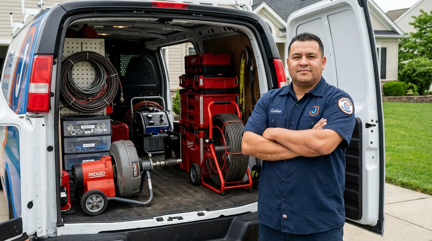 Professional drain cleaning equipment and Johns Plumbing LLC plumber in Mill City