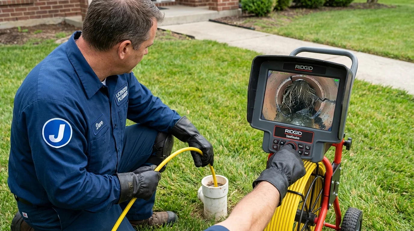 Sewer camera inspection being performed by Johns Plumbing LLC in Mill City
