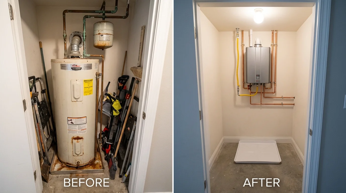 Tank water heater versus wall-mounted tankless unit comparison for Mill City, OR homeowners