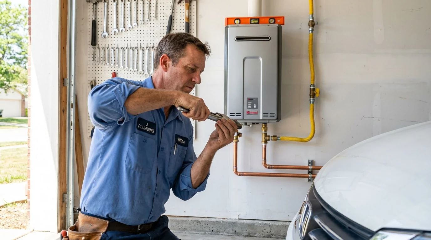 Tankless water heater installation by a Johns Plumbing LLC plumber in Mill City